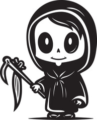 Grim Guide Adorable Little Reaper Symbol Cherubic Charon Cartoon Grim Ripper Emblem