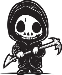 Cherubic Charon Cartoon Grim Ripper Emblem Adorable Death Sweet Grim Reaper Logo