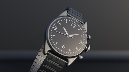 Naklejka premium 3d render luxury wrist watch isolated on a black background