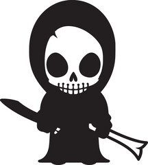 Angelic Assassin Playful Little Reaper Symbol Tiny Taker Cartoon Grim Ripper Logo Design