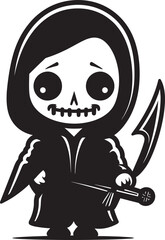 Miniature Mortality Tiny Grim Ripper Emblem Cutesy Condemner Adorable Little Reaper Symbol