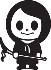 Angelic Assassin Playful Little Reaper Symbol Tiny Taker Cartoon Grim Ripper Logo Design
