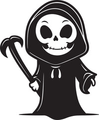Lovable Lurker Cartoon Grim Ripper Logo Angelic Avenger Sweet Grim Reaper Vector Icon