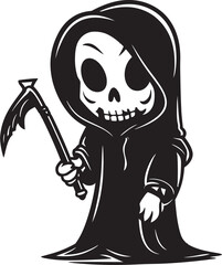 Cuddly Conductor Lovely Grim Reaper Vector Icon Petite Perisher Cute Grim Ripper Emblem