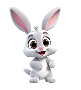 A cute cartoon rabbit with a big smile on its face