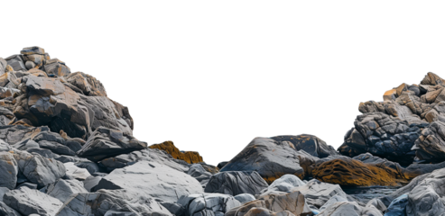 Rocky Shore Isolated on Transparent Background
