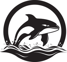 Petite Poseidon Cartoon Orca Logo Design Tiny Titan of the Tides Sweet Orca Vector Icon