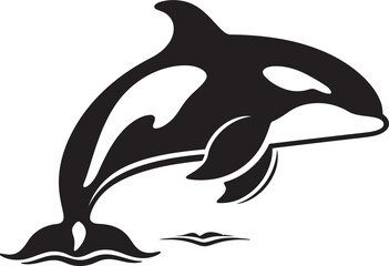 Fototapeta premium Petite Poseidon Playful Orca Emblem Tiny Titan of the Tides Lovely Orca Symbol