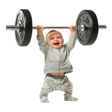 recommend clip art: Baby Lifting Barbell Isolated on Transparent Background
                    