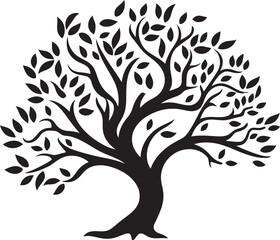 Forsaken Foliage Insignia Icon of Lifeless Branch Wilted Woodmark Symbolic Logo of Dry Tree Limb