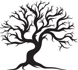 Barren Bough Badge Vector Emblem of Lifeless Wood Stark Stump Symbol Dry and Dead Tree Branch Icon