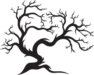 Dreary Driftwood Design Icon of Dry and Dead Tree Branch Arid Arboreal Badge Vector Logo Design of Wilted Branch