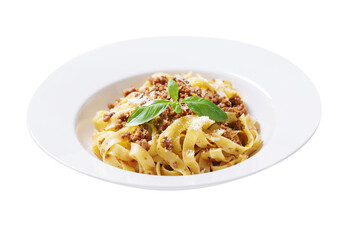 plate of pasta bolognese isolated on transparent background