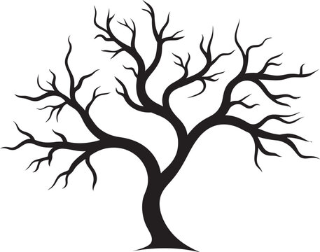 Wilted Woodmark Symbolic Logo of Dry Tree Limb Forsaken Foliage Insignia Icon of Lifeless Branch