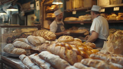 bread in a supermarket. Generation AI.