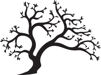 Arid Arboreal Badge Symbol of Dry and Dead Tree Branches Lifeless Limb Logo Dry and Dead Tree Branch Emblem