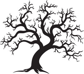 Aesthetic Austerity Icon of Withered Tree Branches Gaunt Growth Glyph Vector Design of Dry Tree Limbs