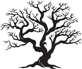 Forsaken Foliage Insignia Logo Design of a Dead Tree Branch Droughty Driftwood Design Dry and Dead Tree Branch Icon