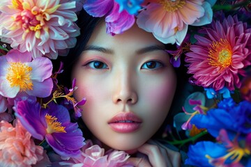 Delightful Beautiful asian woman. Young beautiful korean model woman. Generate ai