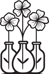 Bouquet Bottles Vector Logo of Bottled Blooms Floral Fusion Flasks Emblematic Flower Icon