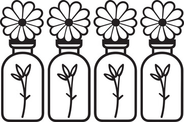 Floral Phials Botanical Vector Logo Icon Bloom Bottles Floral Fusion Vector Logo