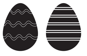 Easter Egg Icon Black Painted Eggs Illustration Happy Easter Hunt Symbol Holiday Logo April Spring Sign Isolated Variations