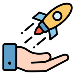 Hand Rocket Icon Element For Design