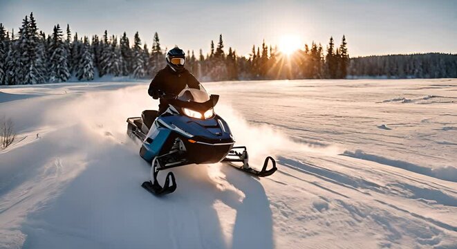 Snowmobile in the snow.