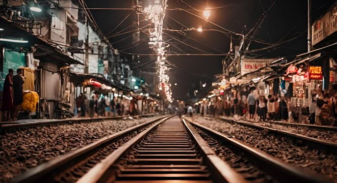 Street market on the train tracks.