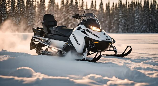 Snowmobile in the snow.