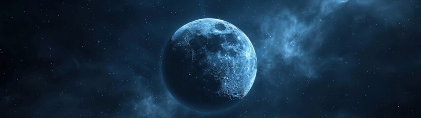 Ramadan background. Beautiful background of the Moon in the night sky. Super ultra wide best for wallpapers.