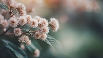 Collage of different flowers and plants in retro style and pastel colors.