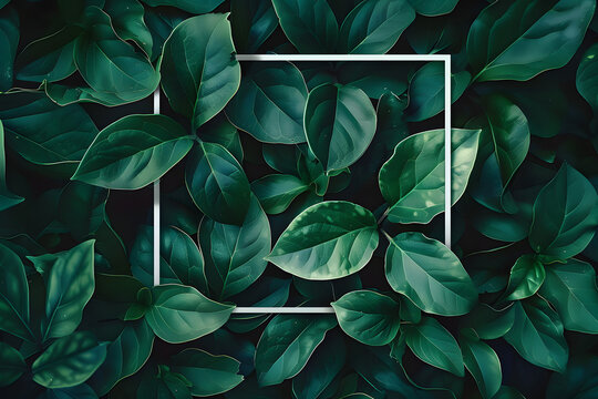 green leaves background with white box