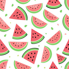 Sweet summer seamless pattern with watermelon slices background