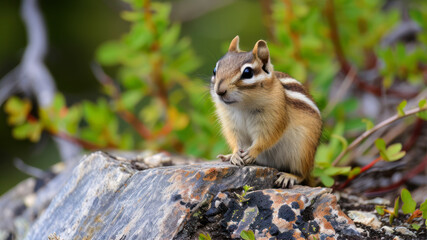 Obraz premium Chipmunk sitting on a rock