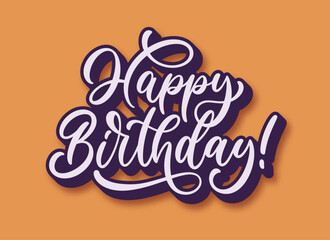 Obraz premium Happy Birthday hand lettering composition. Beautiful vector text for banner or greeting card. Modern calligraphy for Birthday.