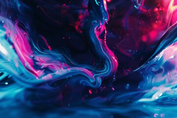 Obraz premium Flowing Neon Paint Pattern, Liquid Acrylic Flowing Texture Background, Fluid Colors Texture
