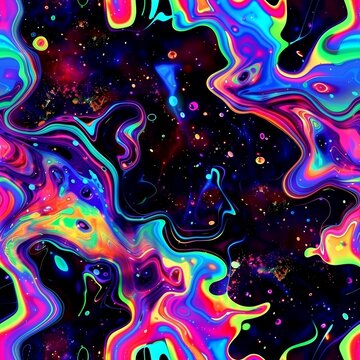 Flowing Neon Paint Seamless Pattern, Liquid Acrylic Flowing Texture Background Tile, Fluid Colors