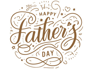 Happy Father's Day vector background,poster, banner, dab carries kid on his shoulders,one  continuous line drawing with lattering father's day.