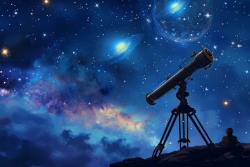 Starry Astronomy day night sky. Travel nature. Generate Ai