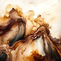 Abstract golden and earthy hues swirl art