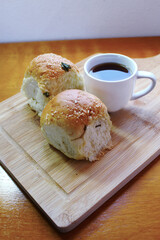 Brazilian breakfast. Coffee cup and bread.