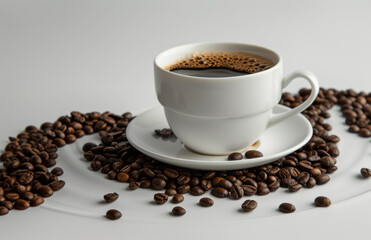 Fototapeta premium Whiplash Style, Coffee Cup and Beans Composition