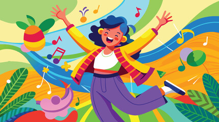 Obraz na płótnie Canvas Joyful Woman Dancing at a Summer Music Festival