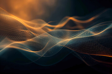 Obraz premium Dark abstract background with glowing wave. Shiny moving lines design element.