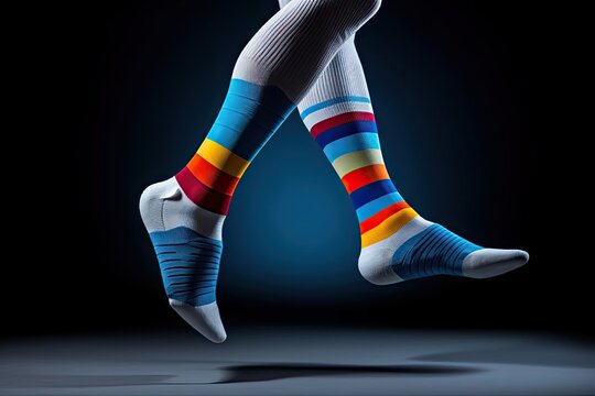 Comfort and support: dynamic photos of feet wearing socks in motion