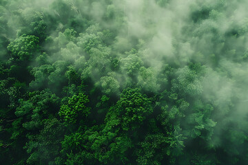 Fototapeta na wymiar background forest with fog aerial view