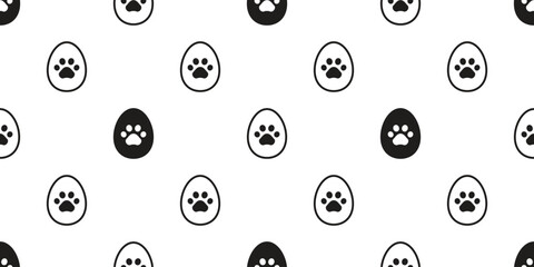easter egg seamless pattern footprint dog paw vector chicken doodle pet cartoon symbol tile background gift wrapping paper repeat wallpaper illustration design - obrazy, fototapety, plakaty