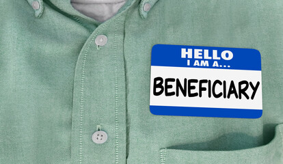 Hello I Am a Beneficiary Name Tag Sticker Dependent Recipient 3d Illustration - obrazy, fototapety, plakaty