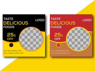 colorful combined color online food marketing social media post design vector service